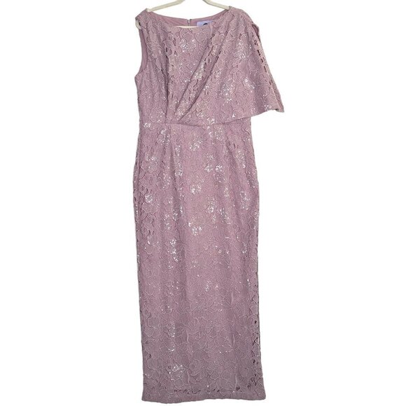 JS Collections Arabella Sequin Guipure Lace Gown in Amethyst Size 14 - Picture 3 of 7